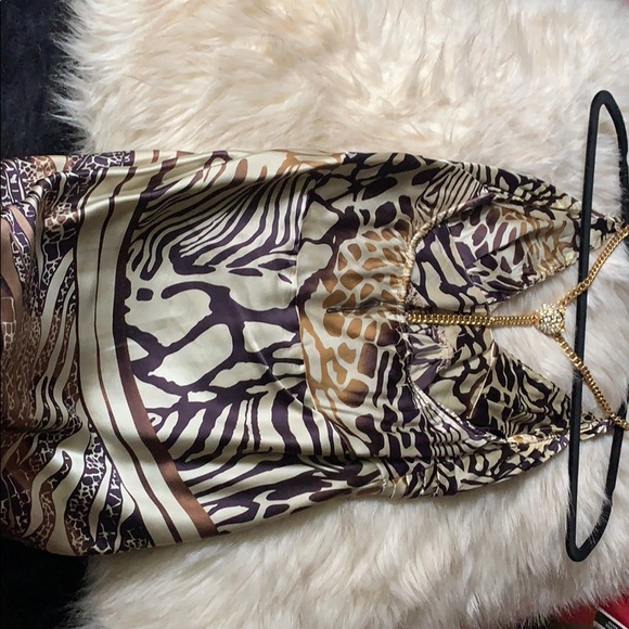 NWOT SKY Brand Gold Chain Animal Print Halter Top - Picture 3 of 7